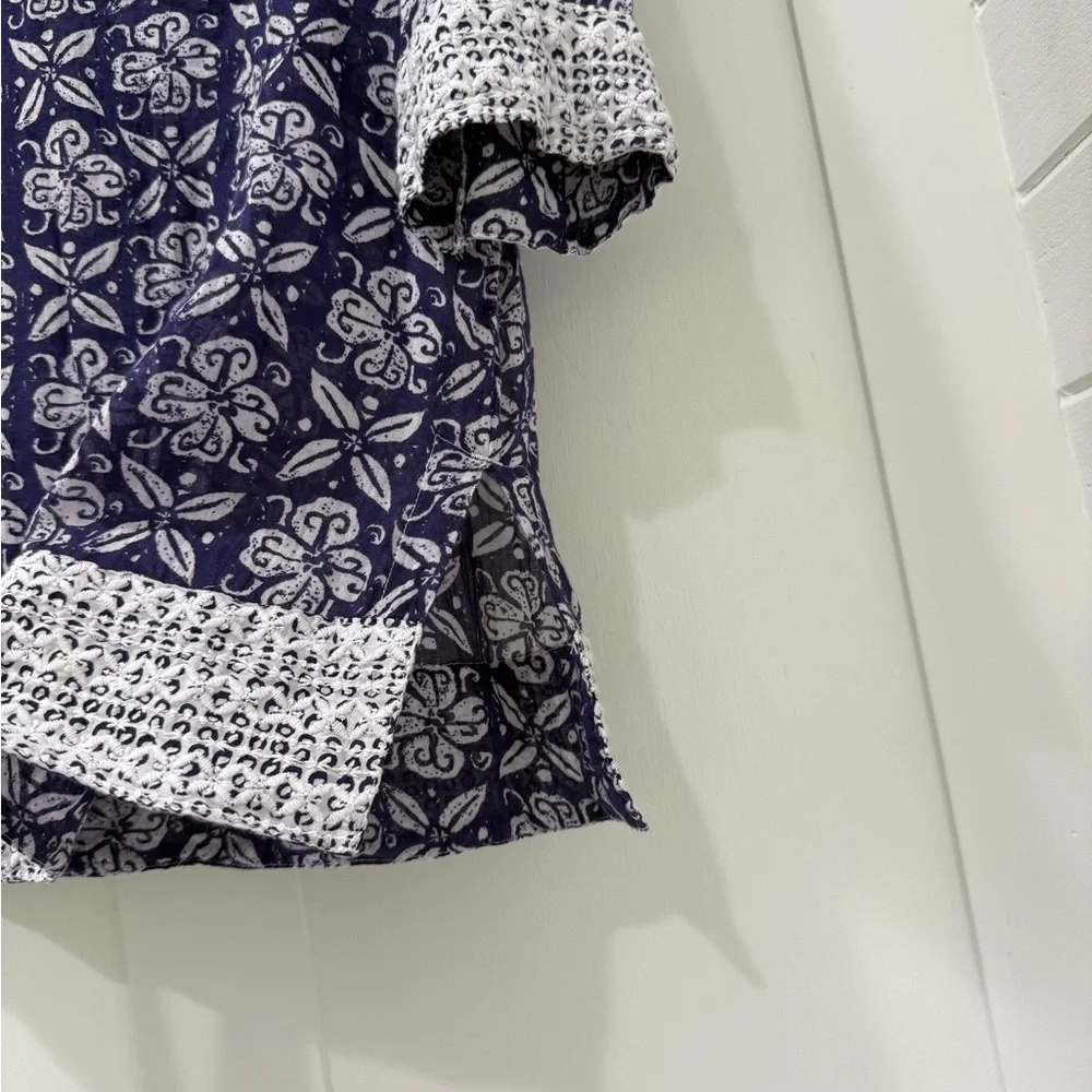 Sigrid Olsen Blue and White Tunic Top - Picture 3 of 6